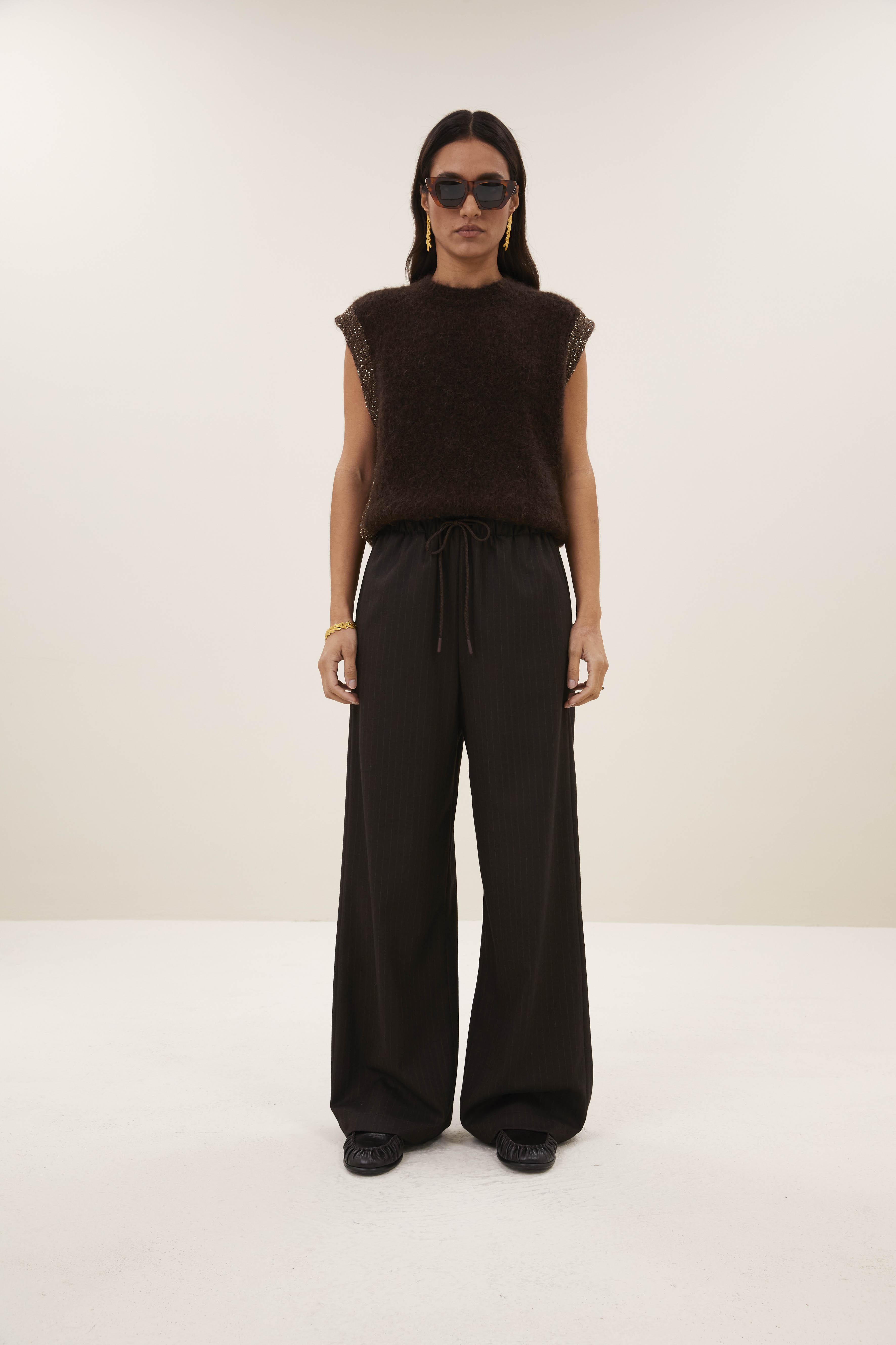 By-Bar Pelle Pinstripe Pants Damen Stoffhose Viskose braun
